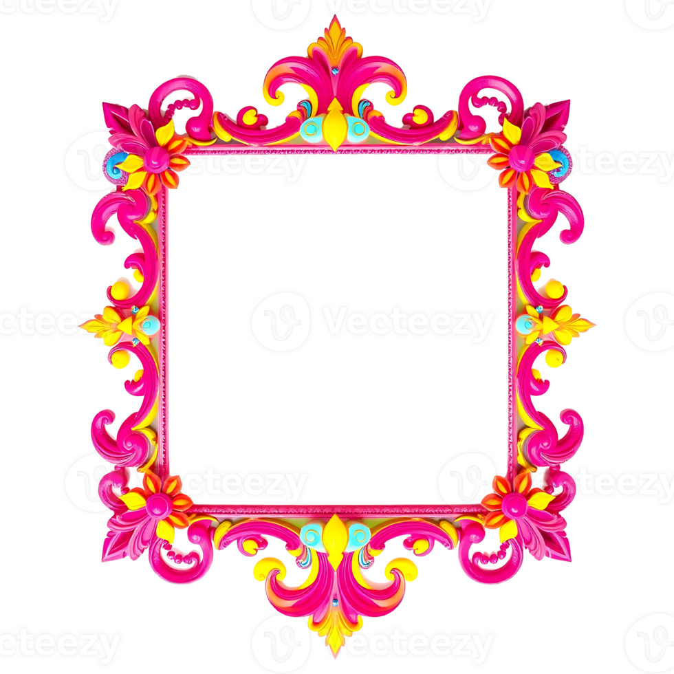 a colorful frame with a floral design transparent background png