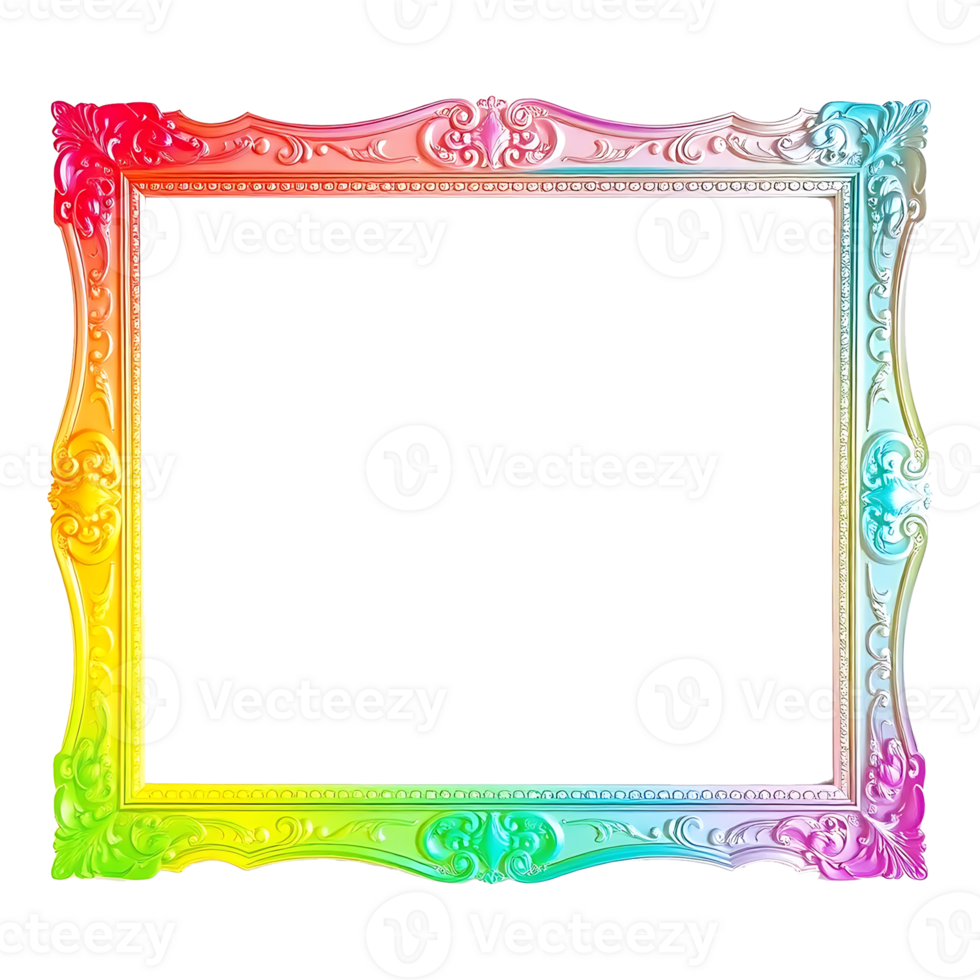 a rainbow colored frame on a transparent background png