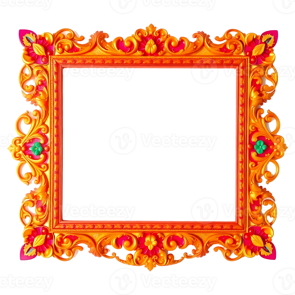 Ornate frame with a colorful design png