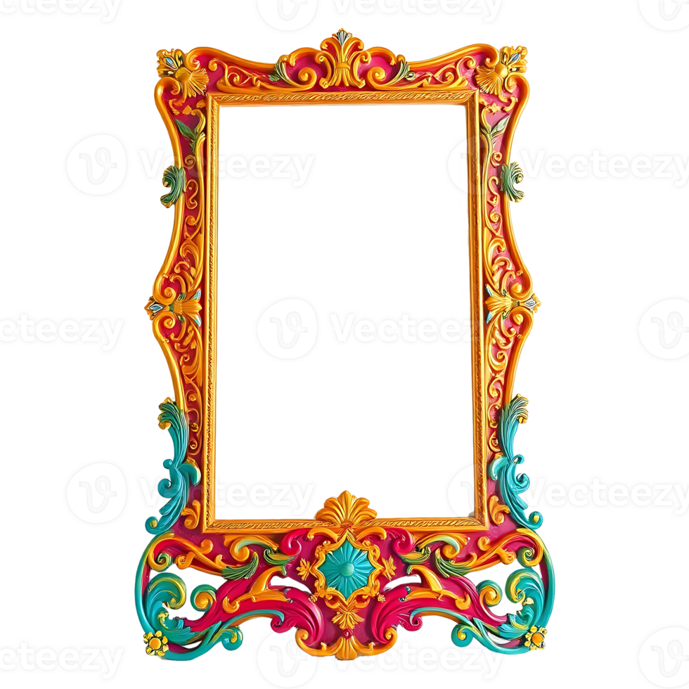 colorful ornate frame with a transparent background png