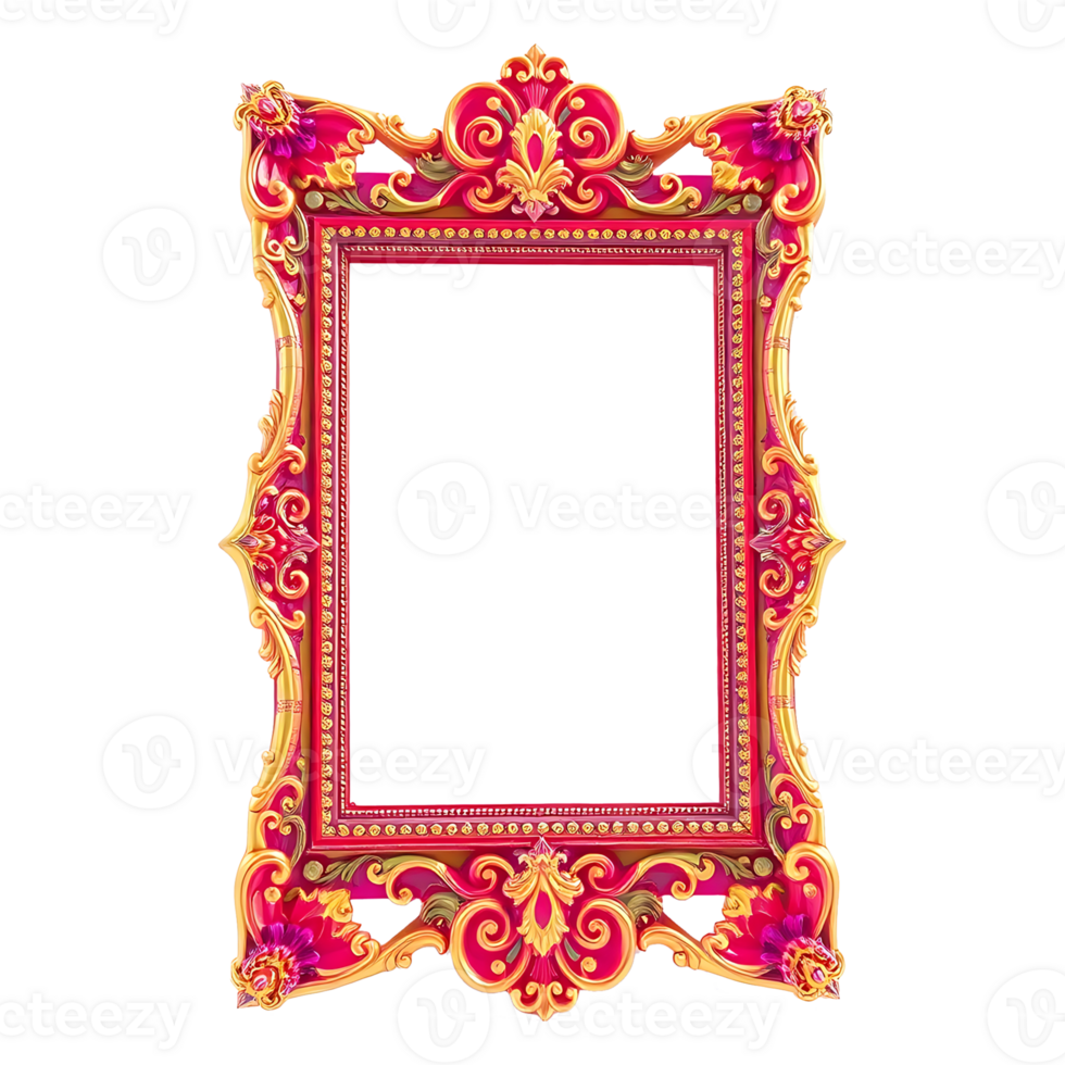a pink and red frame with ornate design png