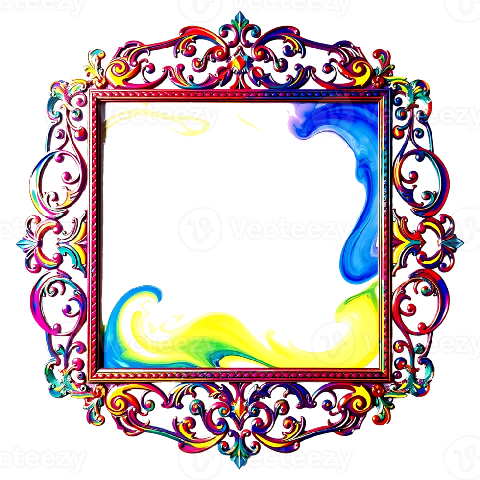 a colorful frame with a swirl pattern transparent background png