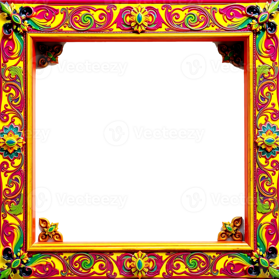 a colorful frame with a floral design png