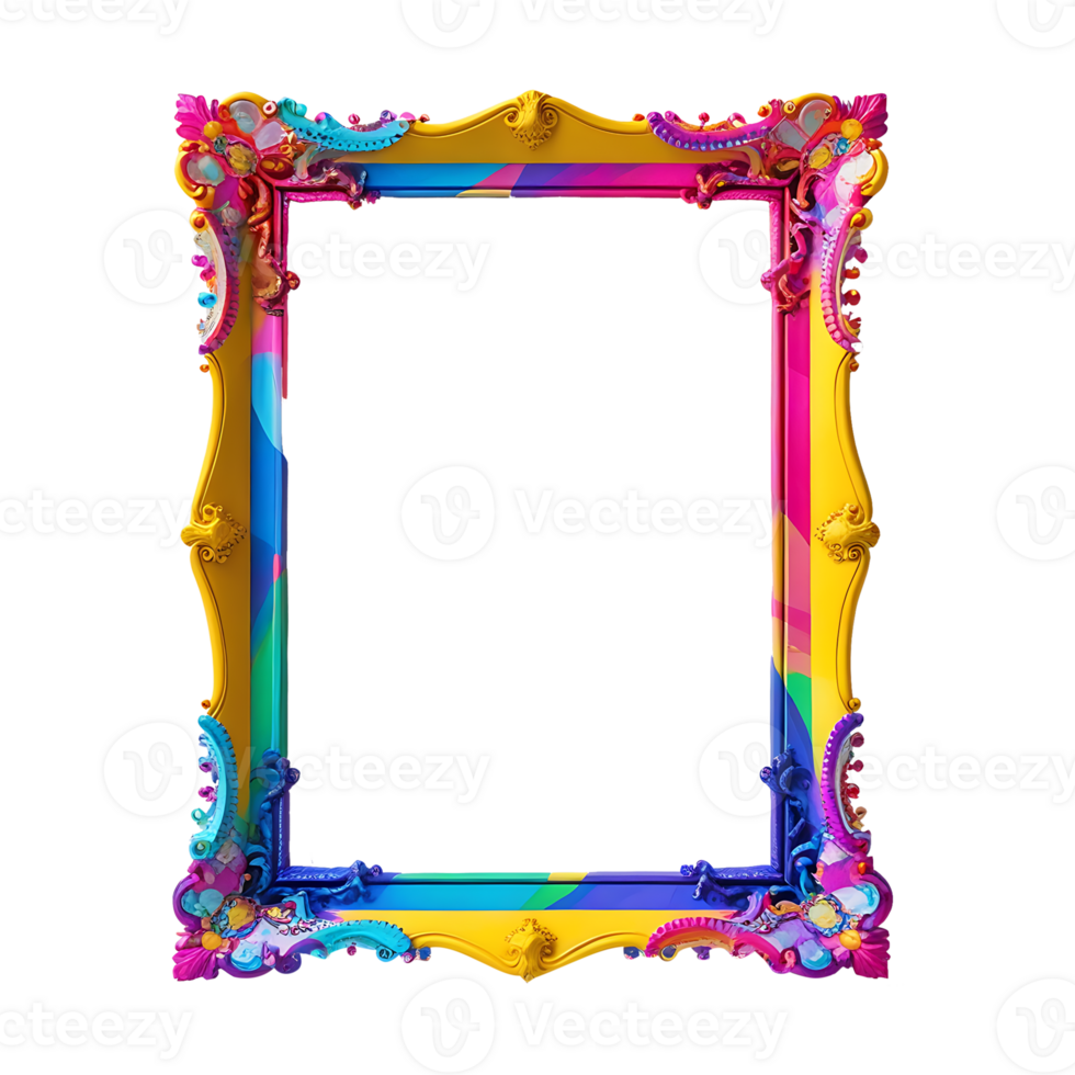 Colorful frame with a rainbow pattern transparent background png