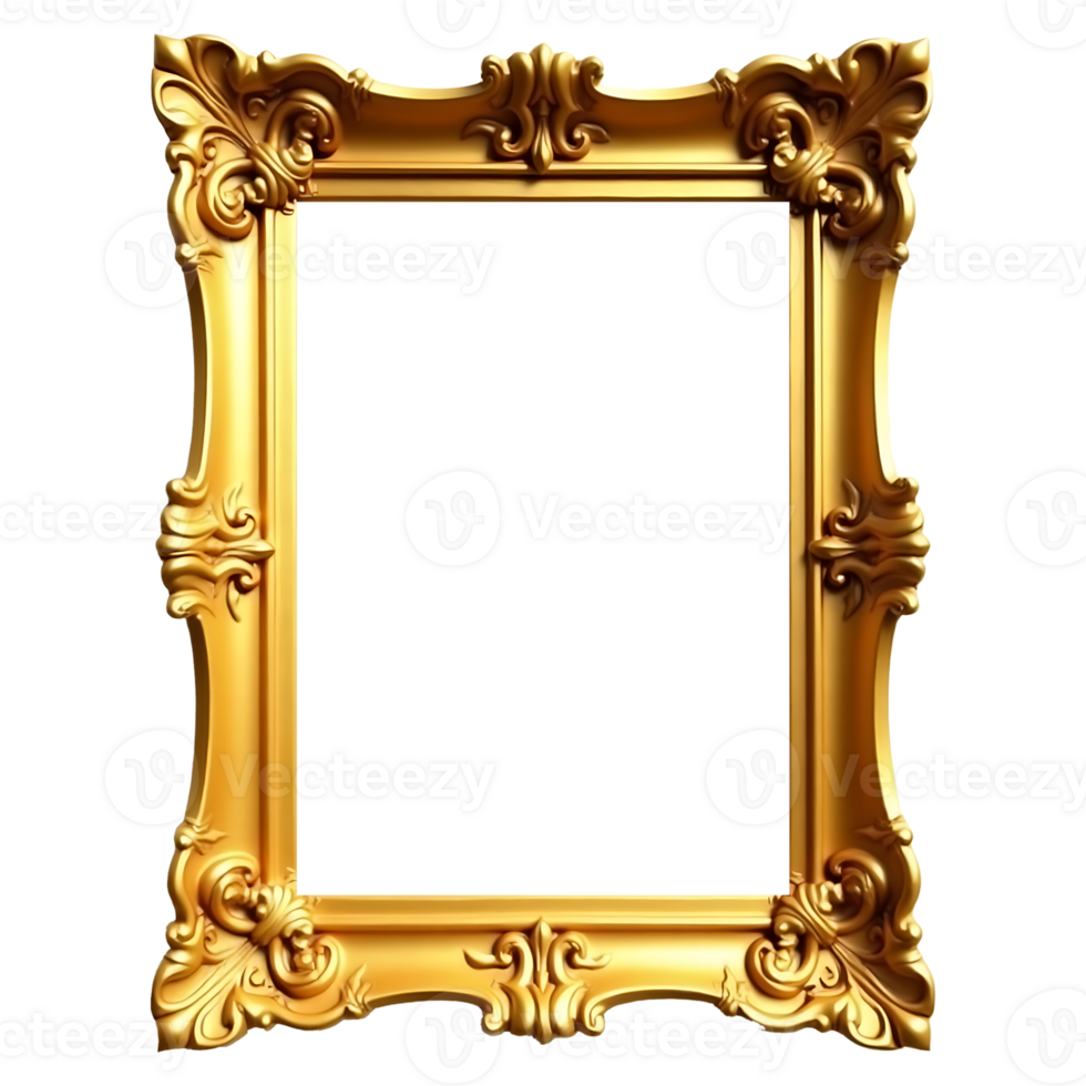 golden frame on transparent background png