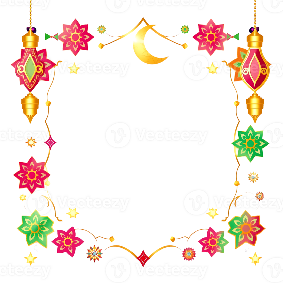 Colorful frame with decorations transparent background png