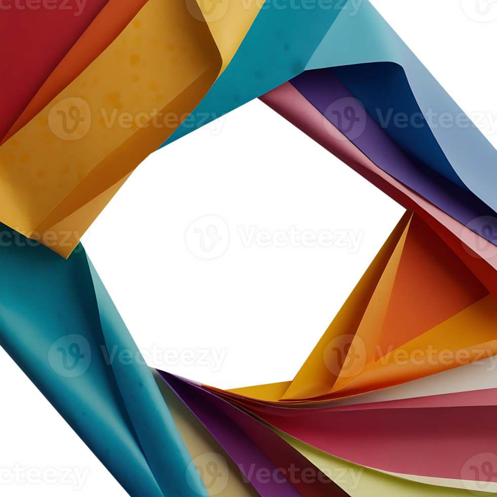a colorful paper folded into a square shape transparent background png