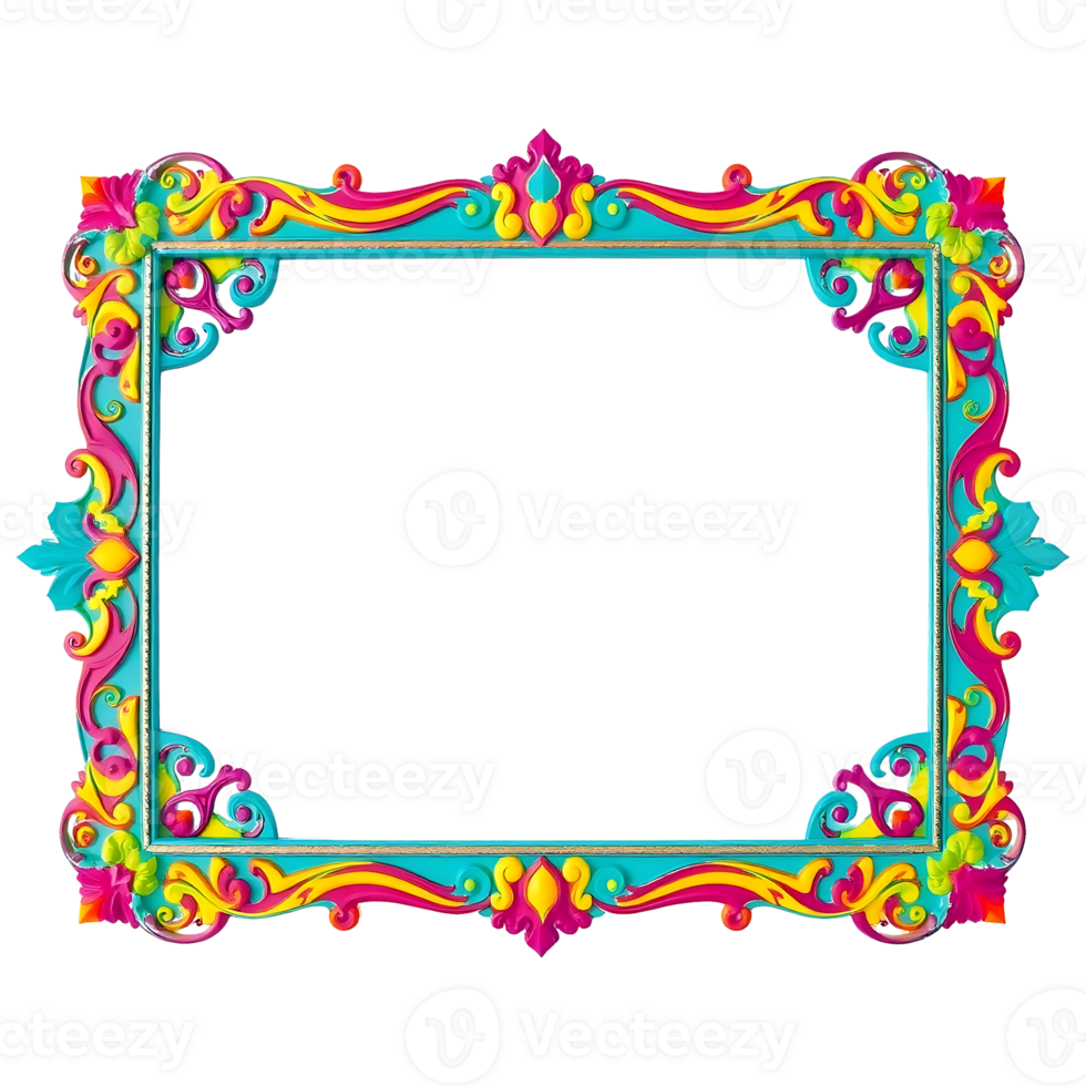 Frame with ornate design on transparent background png