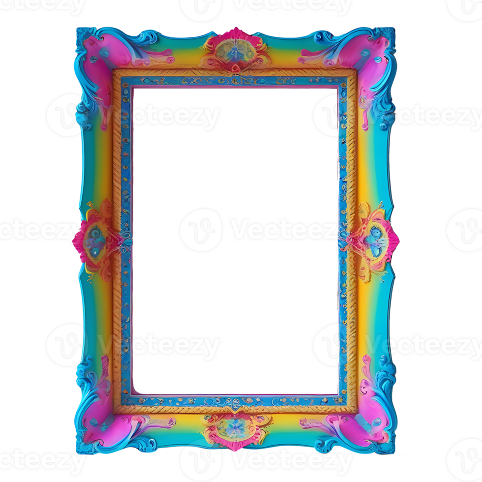a colorful frame with a pink and blue border transparent background png