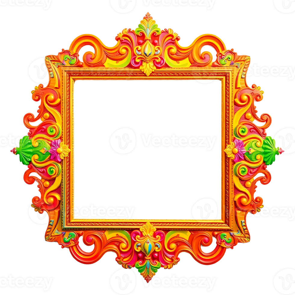 Ornate frame with flowers and leaves transparent background png