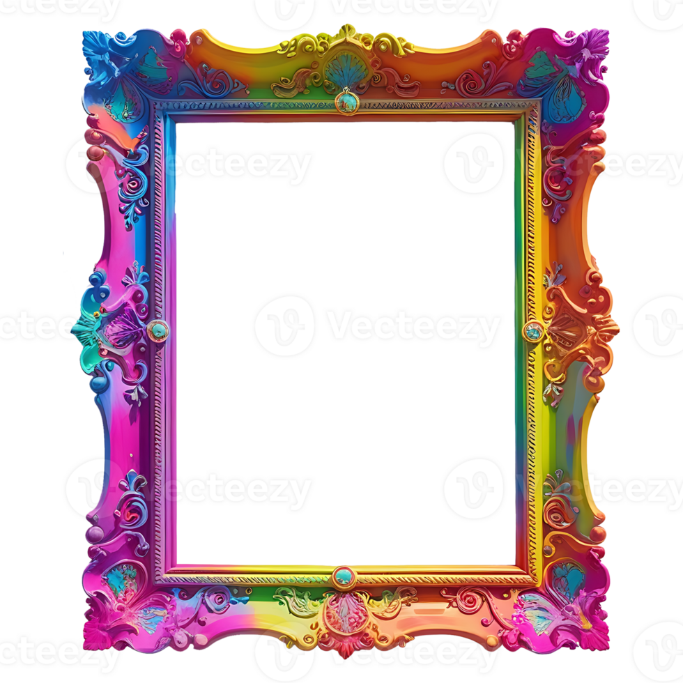 a colorful frame with a rainbow pattern transparent background png