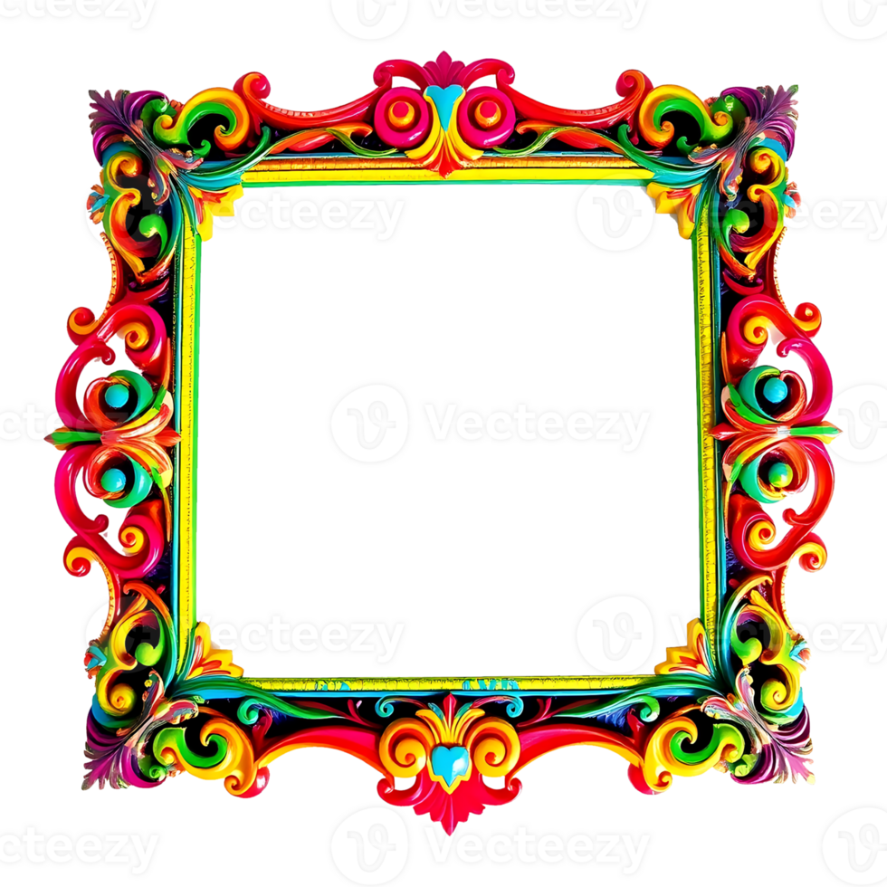 colorful frame with ornate design on transparent background png