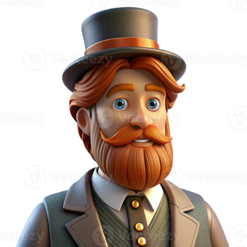 dramatic modern beautiful modern Portrait of a melancholic Victorian gentleman with a long, flowing auburn beard, wearing a velvet waistcoat and a monocle, illuminated by a single, dusty sunbeam,... png