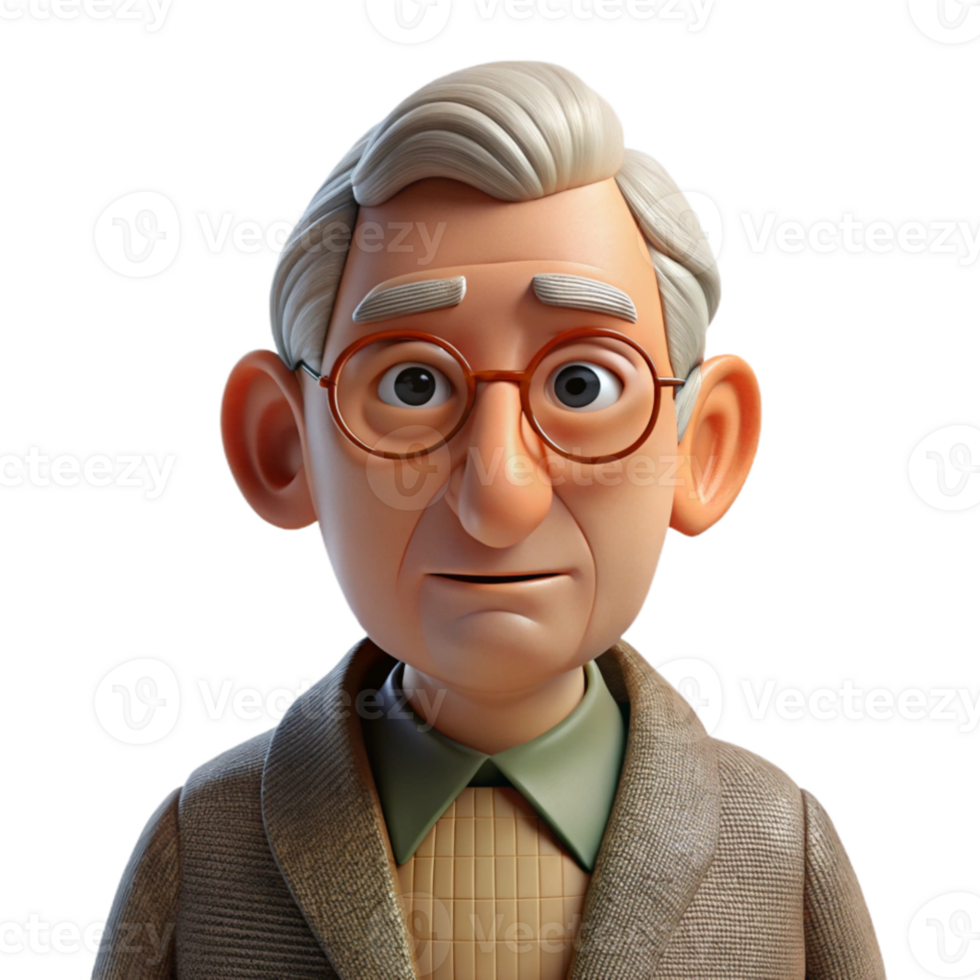 elegant classic vibrant classic Portrait of an elderly man with wrinkled skin and a wise gaze, wearing a tweed jacket and spectacles, low-key Rembrandt lighting, photorealistic, professional high... png