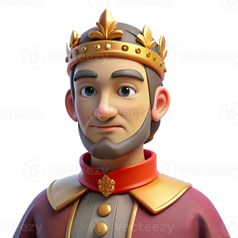 impressive creative beautiful artistic Portrait of a regal king with a crown, ermine robe, and a stern expression, dramatic chiaroscuro lighting, Renaissance painting style, premium exclusive png