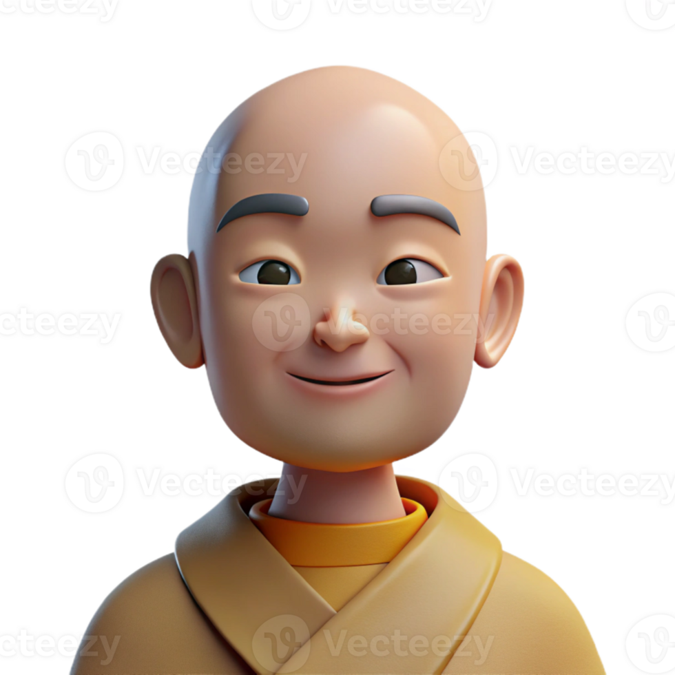 stunning artistic elegant artistic Portrait of a serene monk with a shaved head and peaceful expression, soft natural lighting, minimalist style, 4K genuine png