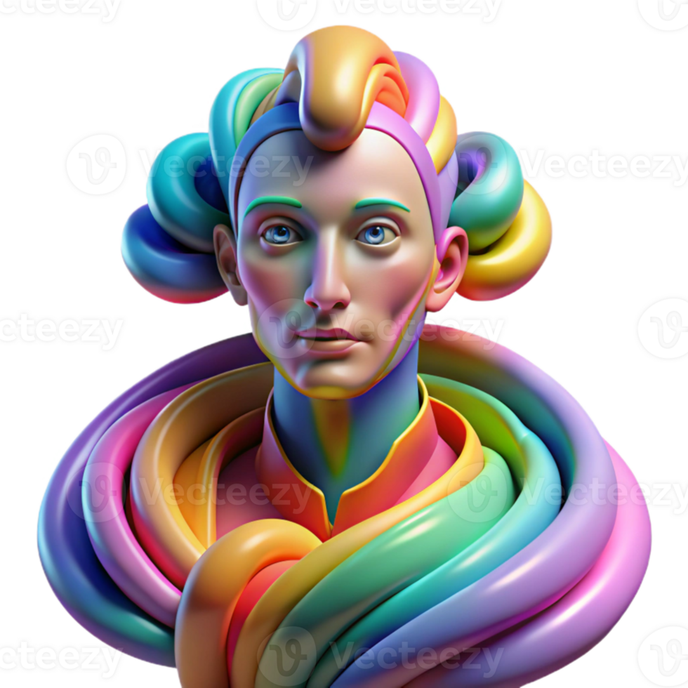 dramatic rustic serene abstract Portrait of an abstract figure composed of swirling colors and shapes, dynamic lighting, psychedelic art style, exclusive professional png