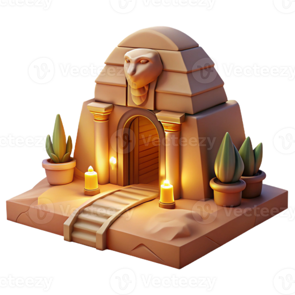 beautiful classic elegant contemporary A mysterious sphinx guarding a hidden temple entrance, warm, desert lighting, ancient Egyptian style high resolution high quality png