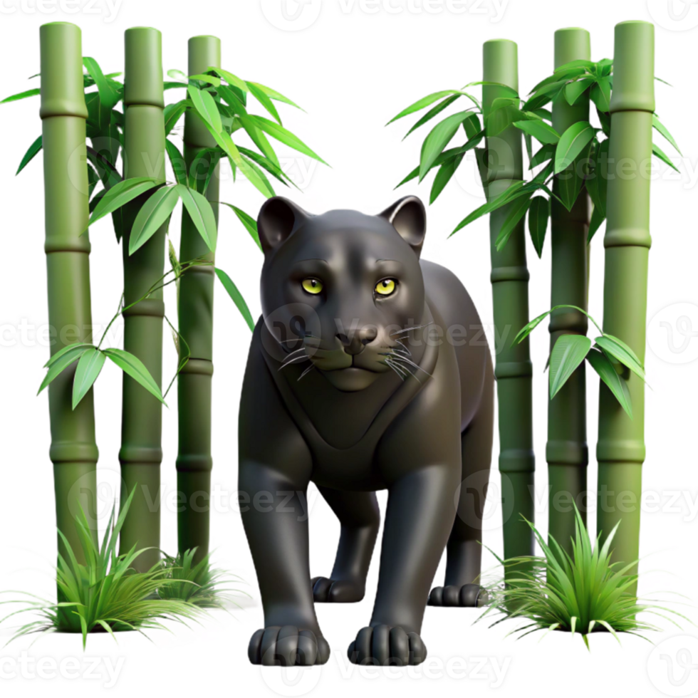 impressive classic extraordinary creative A sleek black panther prowling through a dense bamboo forest, with dappled sunlight filtering through the leaves, in a dramatic, film noir style... png
