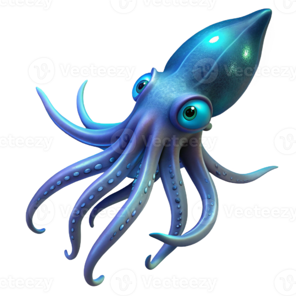 wonderful traditional stunning vintage A giant squid gracefully swimming through the deep ocean, bioluminescent algae illuminating its tentacles, in a surreal, otherworldly style 4K 4K png