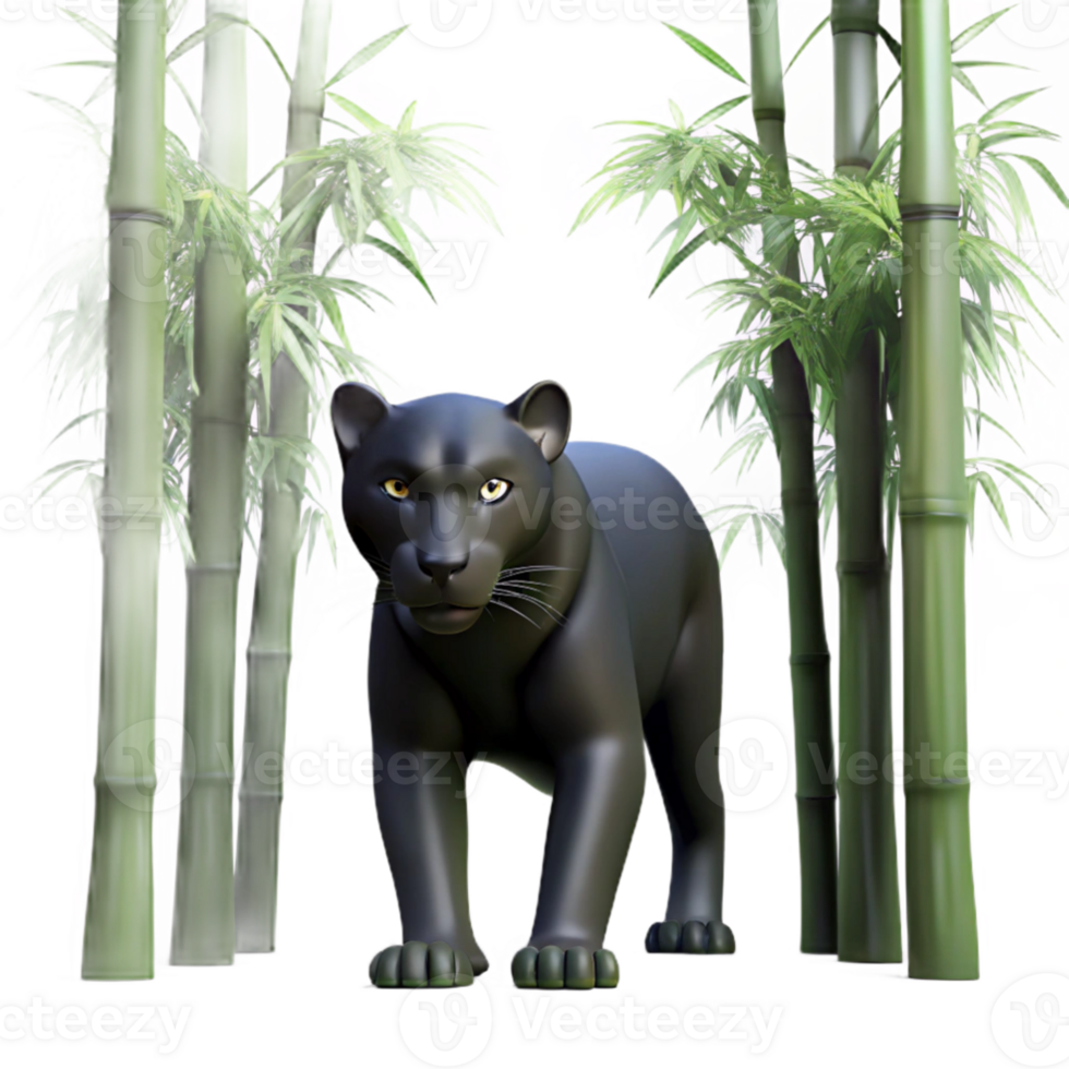 vibrant traditional elegant artistic A sleek black panther prowling through a dense bamboo forest, with dappled sunlight filtering through the leaves, in a dramatic, film noir style professional... png