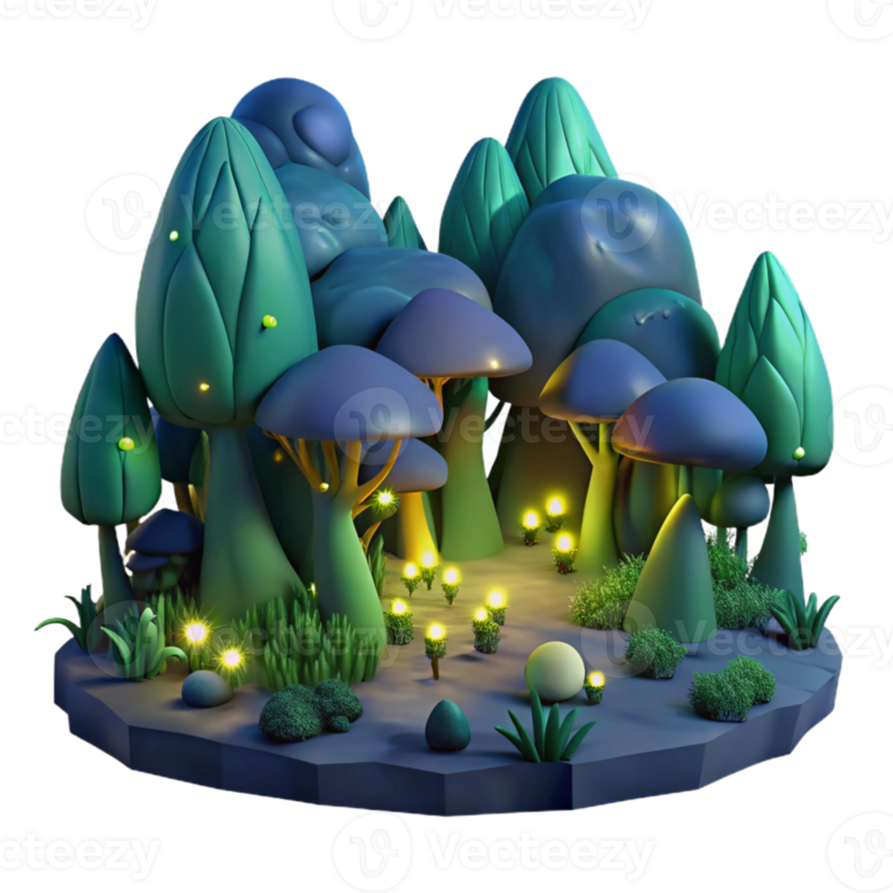 magnificent abstract dramatic creative A group of fireflies illuminating a dark forest at night, bioluminescent lighting, fantasy style genuine genuine png
