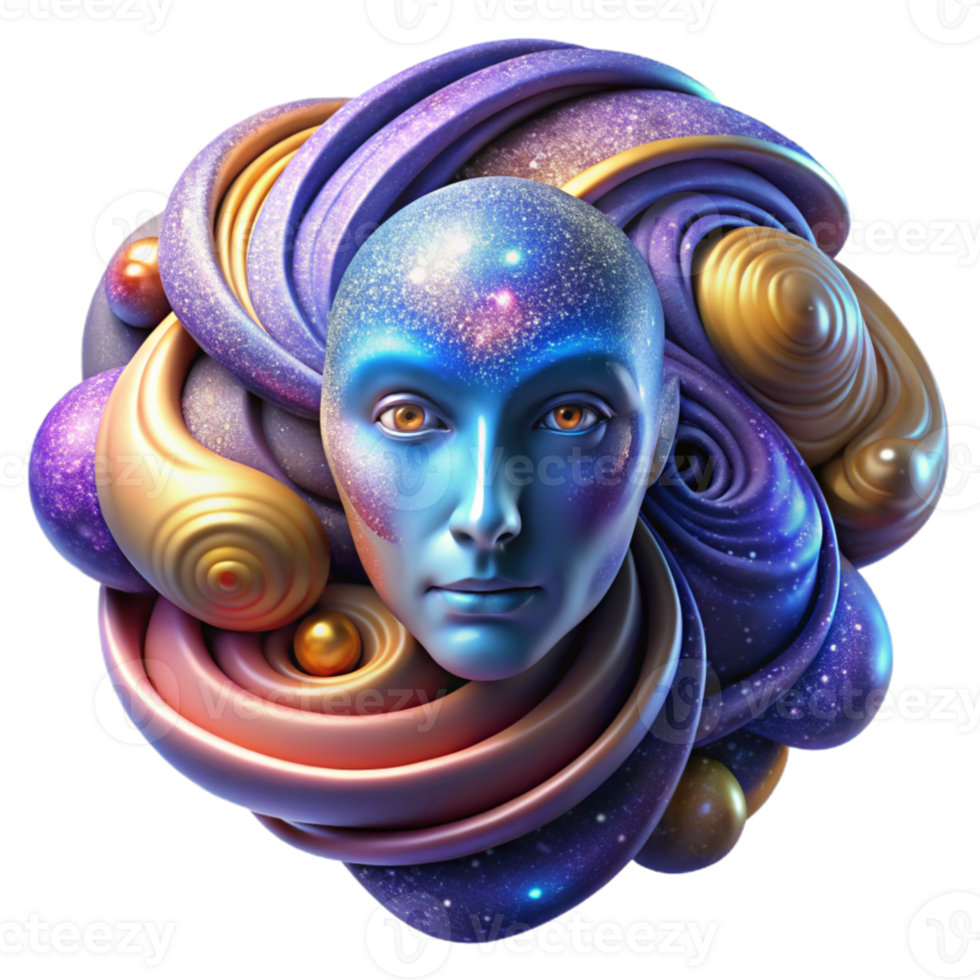 extraordinary rustic extraordinary modern An abstract portrait composed of swirling galaxies and nebulae, forming the face of a cosmic entity, with vibrant colors and intricate details premium... png