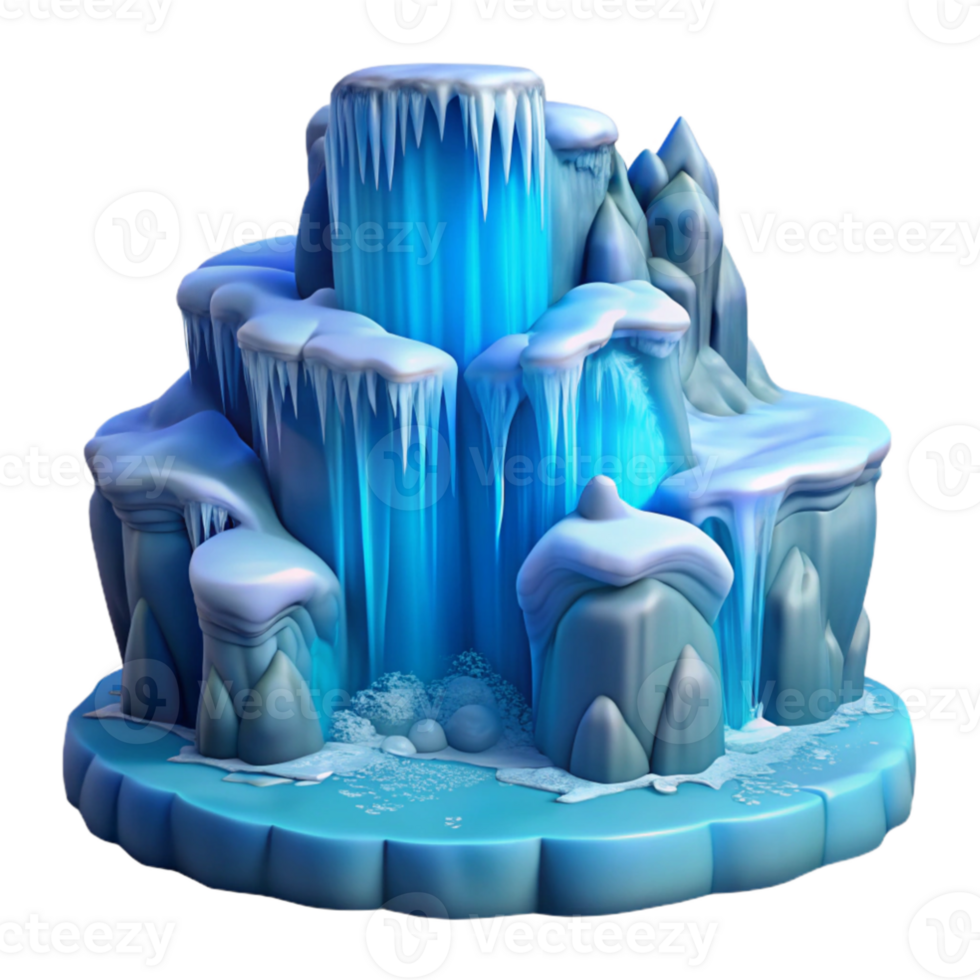 stunning classic wonderful creative A frozen waterfall in winter, icy blue tones, cold lighting, nature photography style 4K exclusive png