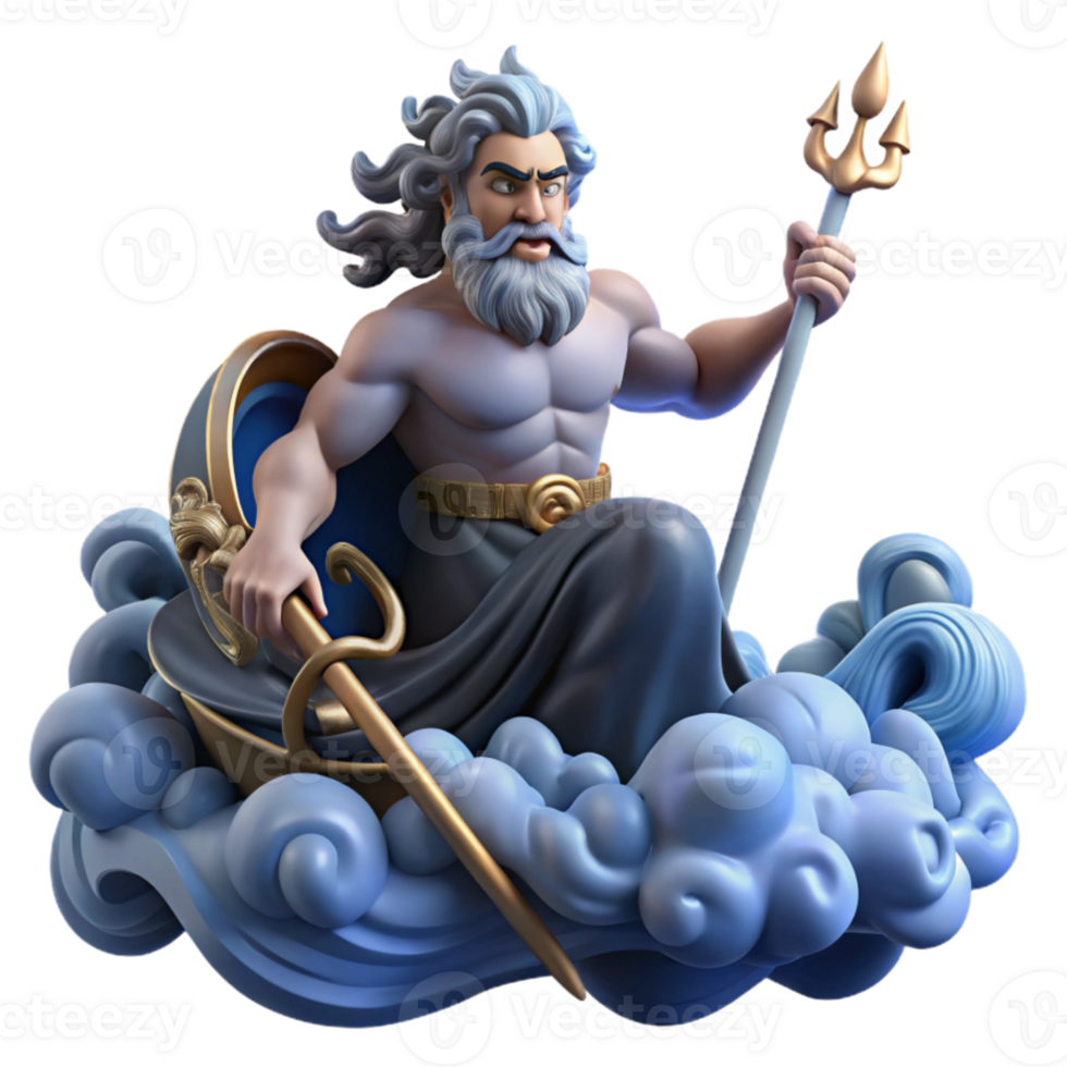 extraordinary rustic stunning traditional Poseidon commanding a storm-tossed sea from his chariot, dark and dramatic lighting, Baroque style authentic exclusive png