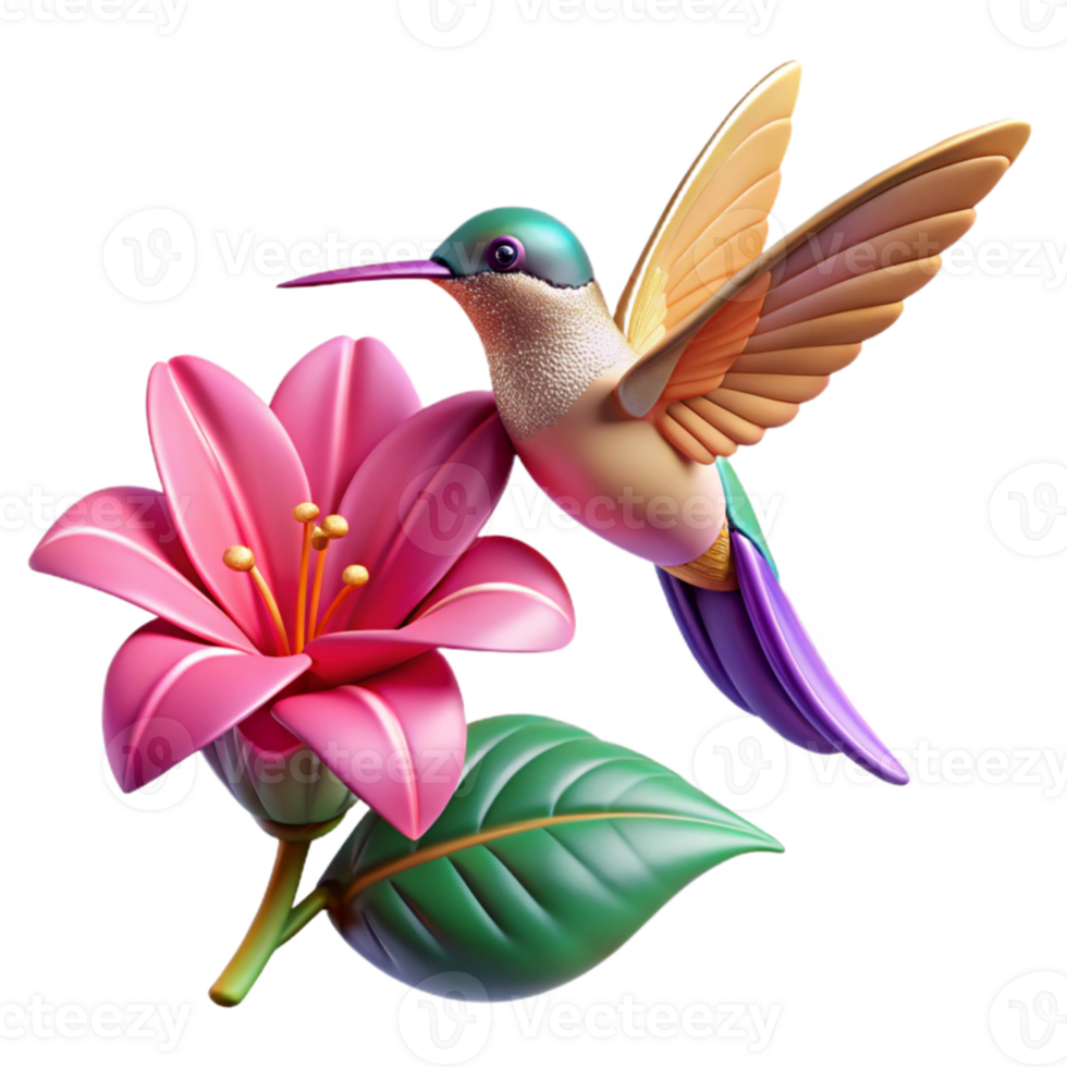stunning minimalist magnificent contemporary A tiny hummingbird hovering near a vibrant fuchsia flower, intricate details, soft focus, warm morning light, Art Nouveau style 4K exclusive png