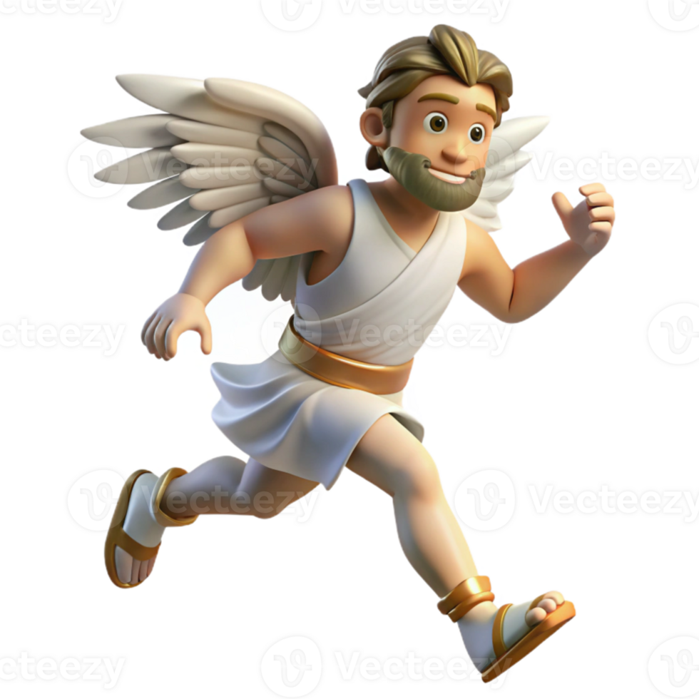 vibrant rustic beautiful classic Hermes, messenger of the gods, running with winged sandals, motion blur effect, Cubist style high quality detailed png