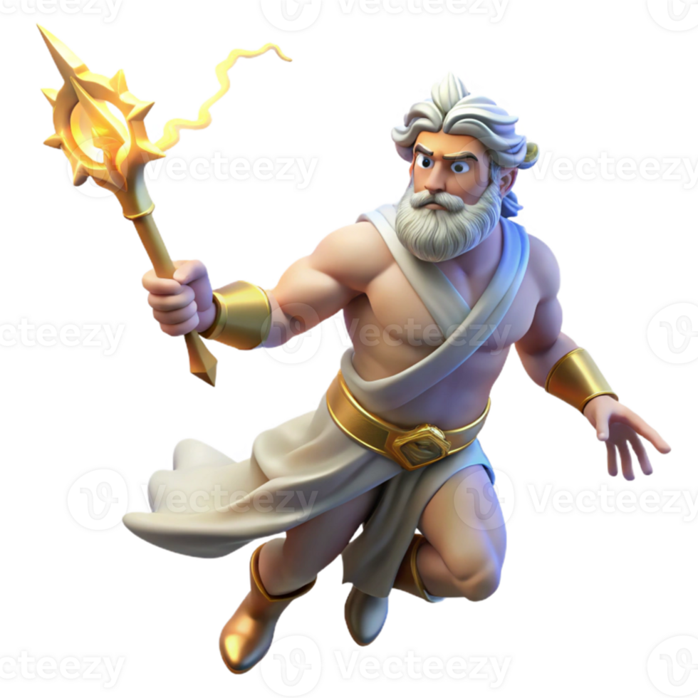 extraordinary vintage vibrant creative Zeus hurling a lightning bolt from the heavens, dynamic lighting, Romanticism style authentic high quality png