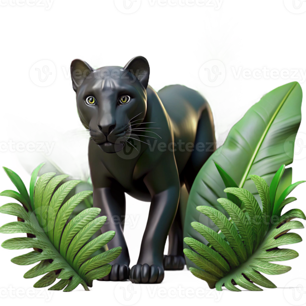 serene contemporary extraordinary minimalist A sleek black panther stalking through dense jungle foliage, dappled lighting, dramatic perspective, photorealistic style premium high resolution png