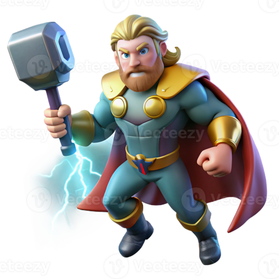 impressive minimalist beautiful minimalist Thor wielding Mjolnir amidst a thunderstorm, dramatic lighting, comic book style authentic detailed png