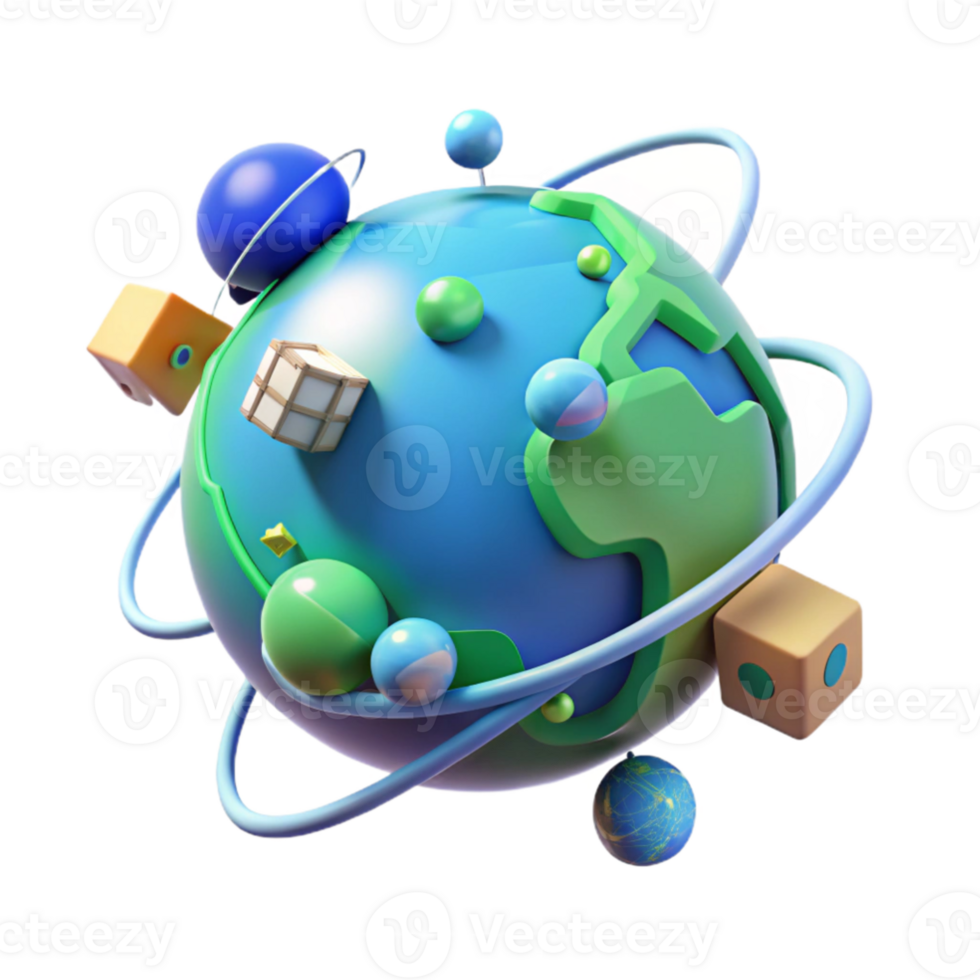 magnificent creative magnificent contemporary A holographic projection of the Earth rotating slowly, surrounded by data streams and satellite icons, cool blue and green tones, futuristic style... png
