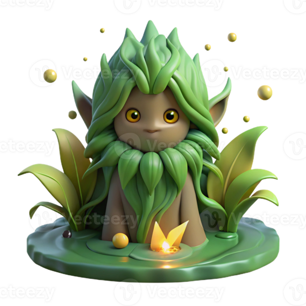 magnificent contemporary extraordinary modern A serene forest spirit, formed from flowing water and leaves, surrounded by glowing fireflies, soft, diffused light.... png