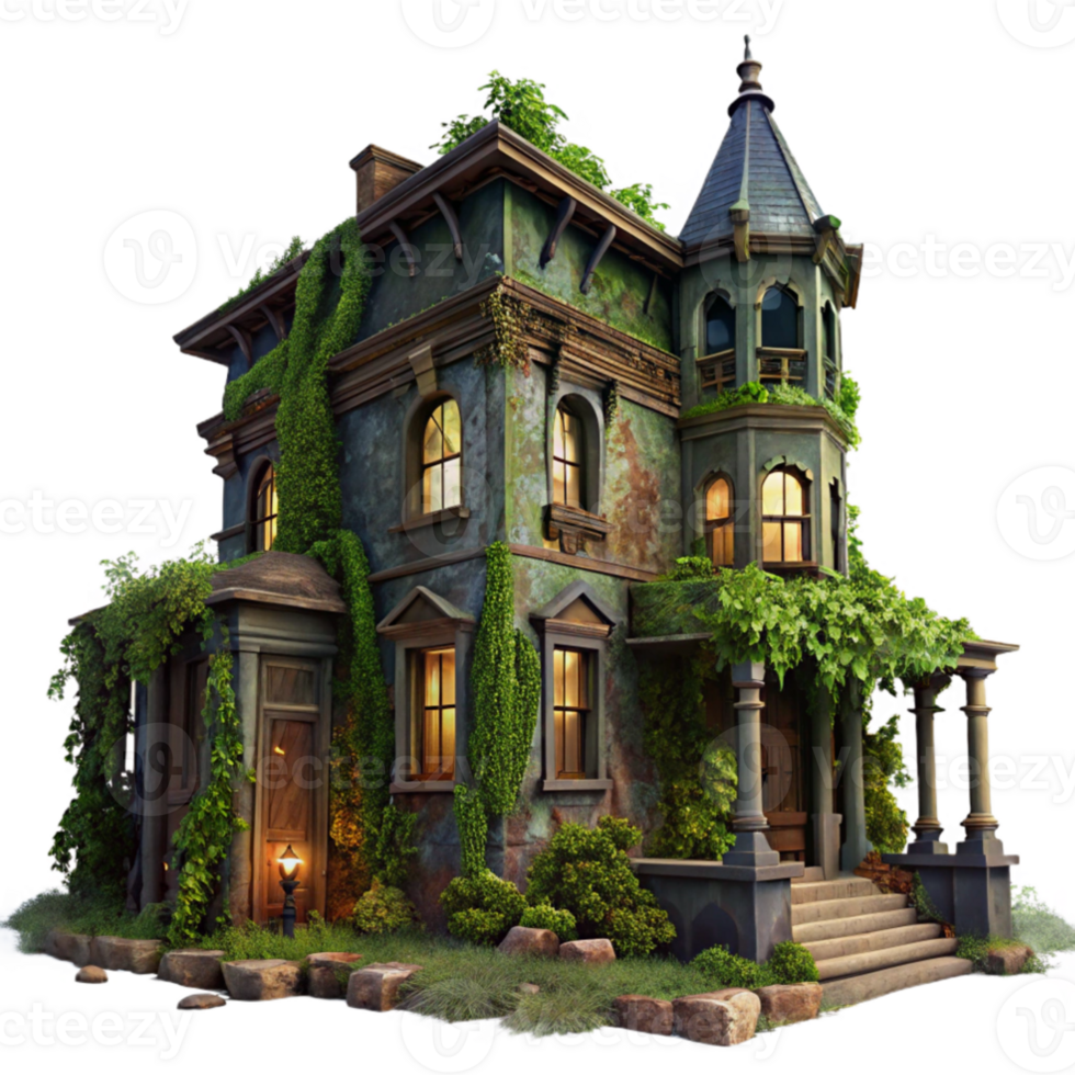 serene minimalist extraordinary abstract A dilapidated Victorian mansion, overgrown with ivy, illuminated by a single flickering gas lamp through a broken window, eerie atmosphere, dark fantasy,... png