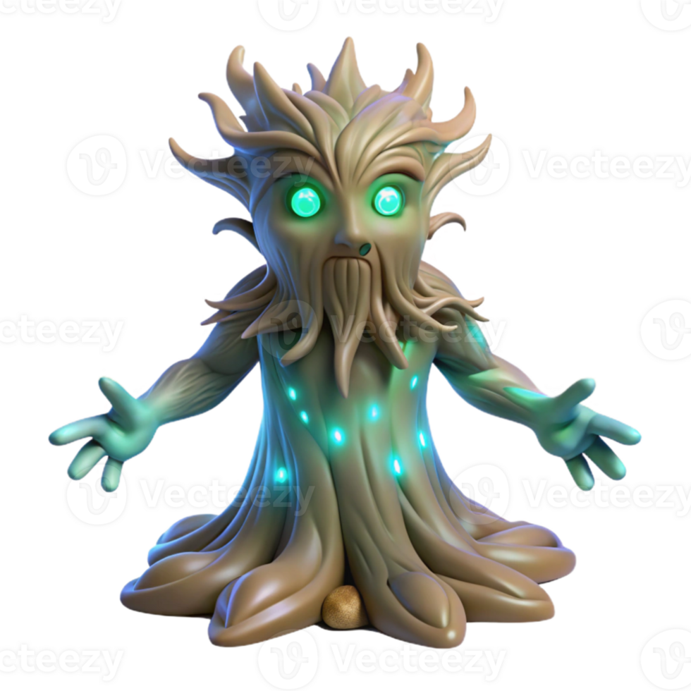 vibrant abstract extraordinary abstract An ancient tree spirit with bark made of flowing rivers and leaves of shimmering starlight, soft bioluminescent lighting, Art Deco style high resolution... png