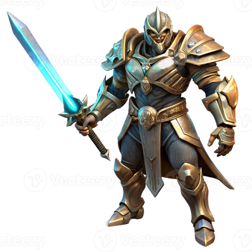 impressive traditional beautiful traditional A powerful warrior, clad in ornate power armor, wielding a glowing energy sword, stands ready for battle against a backdrop of a collapsing star... png