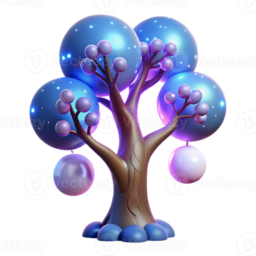 stunning artistic dramatic rustic A giant, sentient tree with glowing branches and crystalline leaves dominates a desolate alien landscape, illuminated by the two moons in the sky.... png