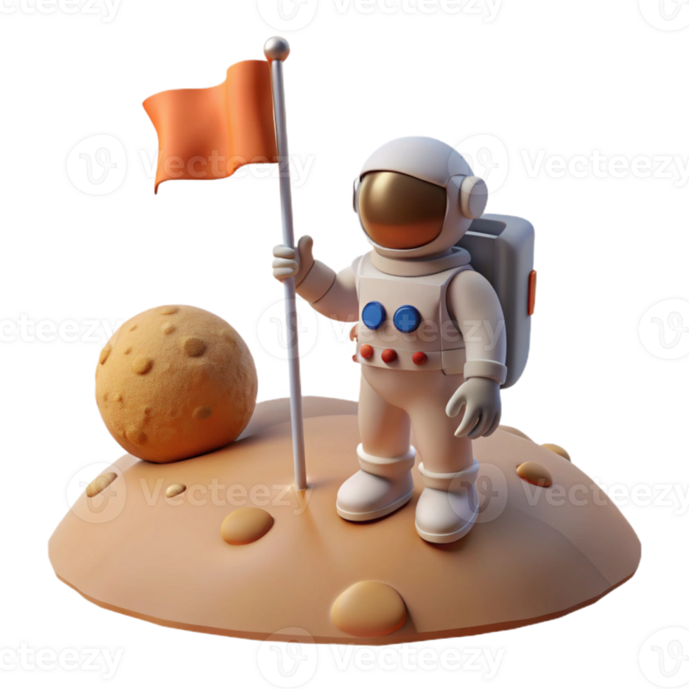 dramatic contemporary elegant artistic A lone astronaut plants a flag on a barren, alien planet, illuminated by the harsh light of a nearby star.... png