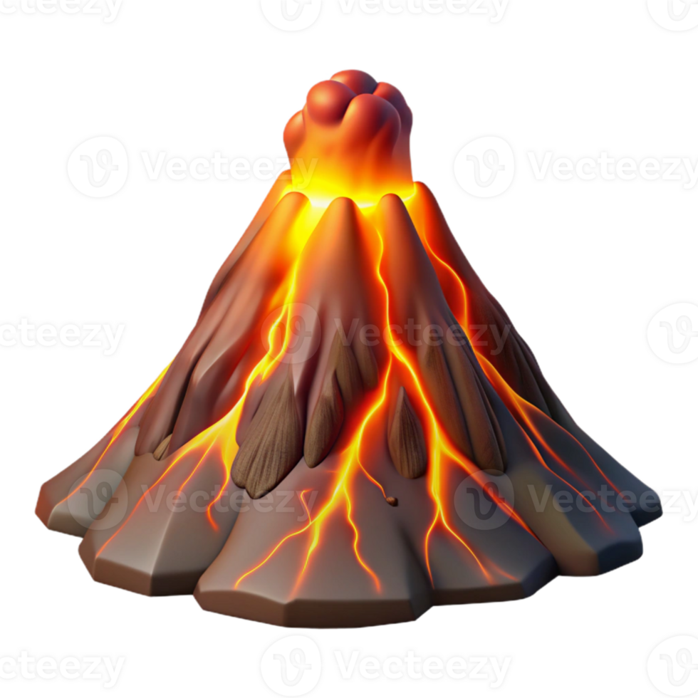 vibrant abstract extraordinary classic A volcanic eruption with lava flowing down the mountainside, fiery orange light, dramatic atmosphere, photorealistic style authentic genuine png
