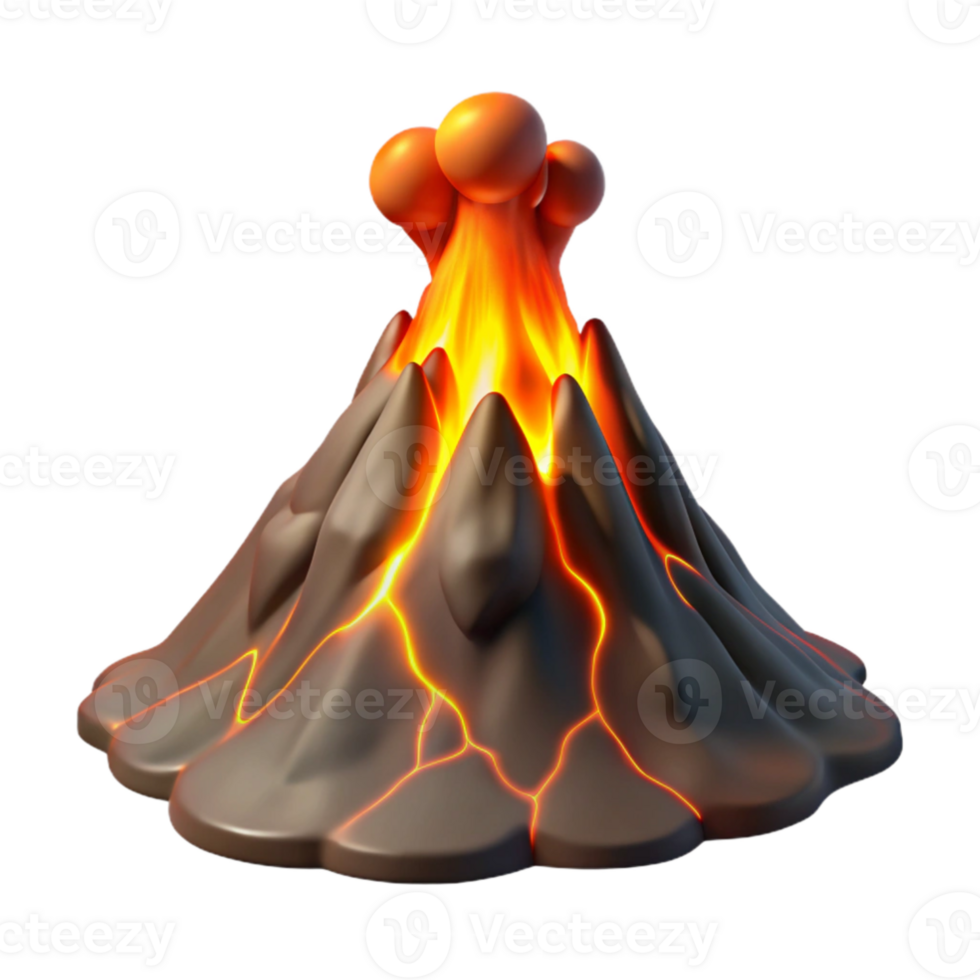 wonderful artistic impressive rustic A volcanic eruption with lava flowing down the mountainside, fiery orange light, dramatic atmosphere, photorealistic style exclusive detailed png
