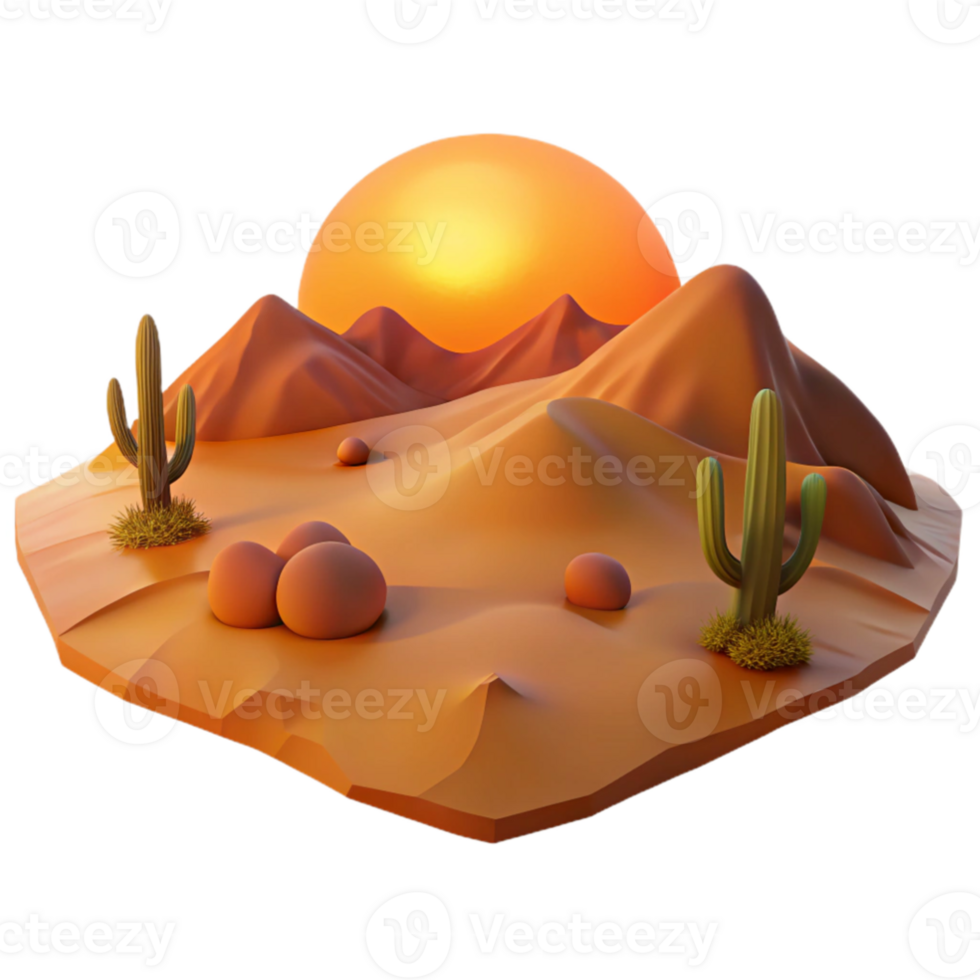 dramatic creative beautiful minimalist A desert landscape at sunset, warm orange light, desolate atmosphere, landscape photography style detailed detailed png