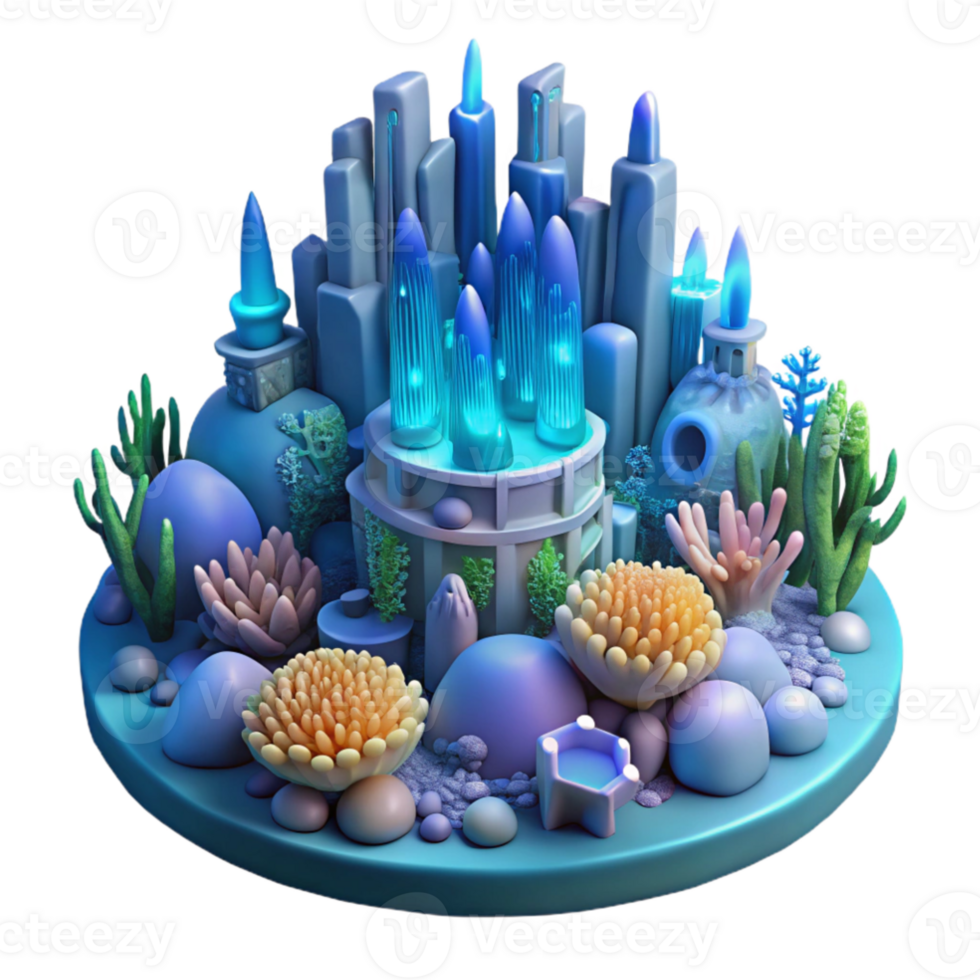extraordinary vintage serene vintage An underwater city with bioluminescent coral structures, deep ocean lighting, fantasy, concept art, original professional png