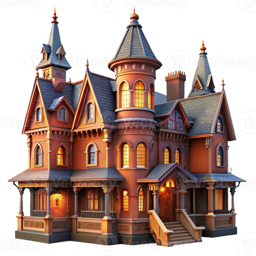impressive minimalist extraordinary artistic A Victorian mansion, intricate brickwork, warm interior lighting, gothic, digital painting, high quality high quality png