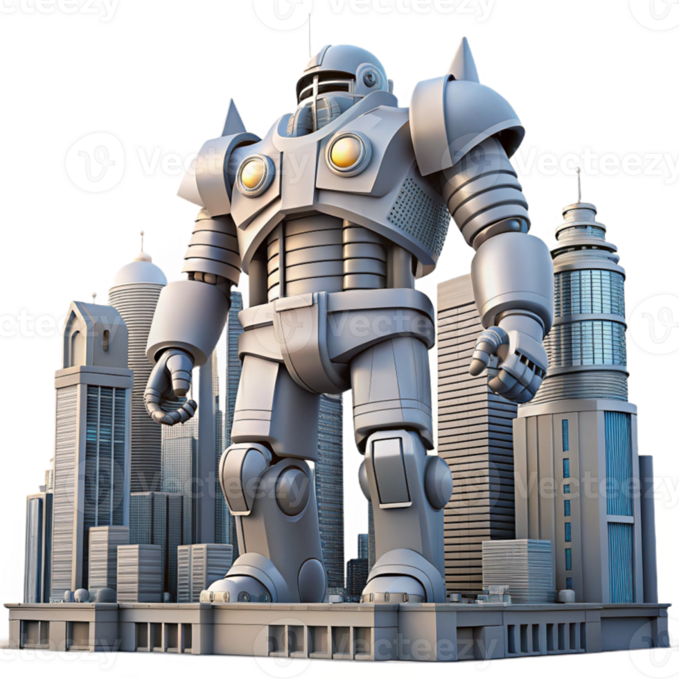 vibrant modern elegant rustic A giant robot shaped like a building, futuristic city backdrop, sci-fi, digital art, 4K high quality png
