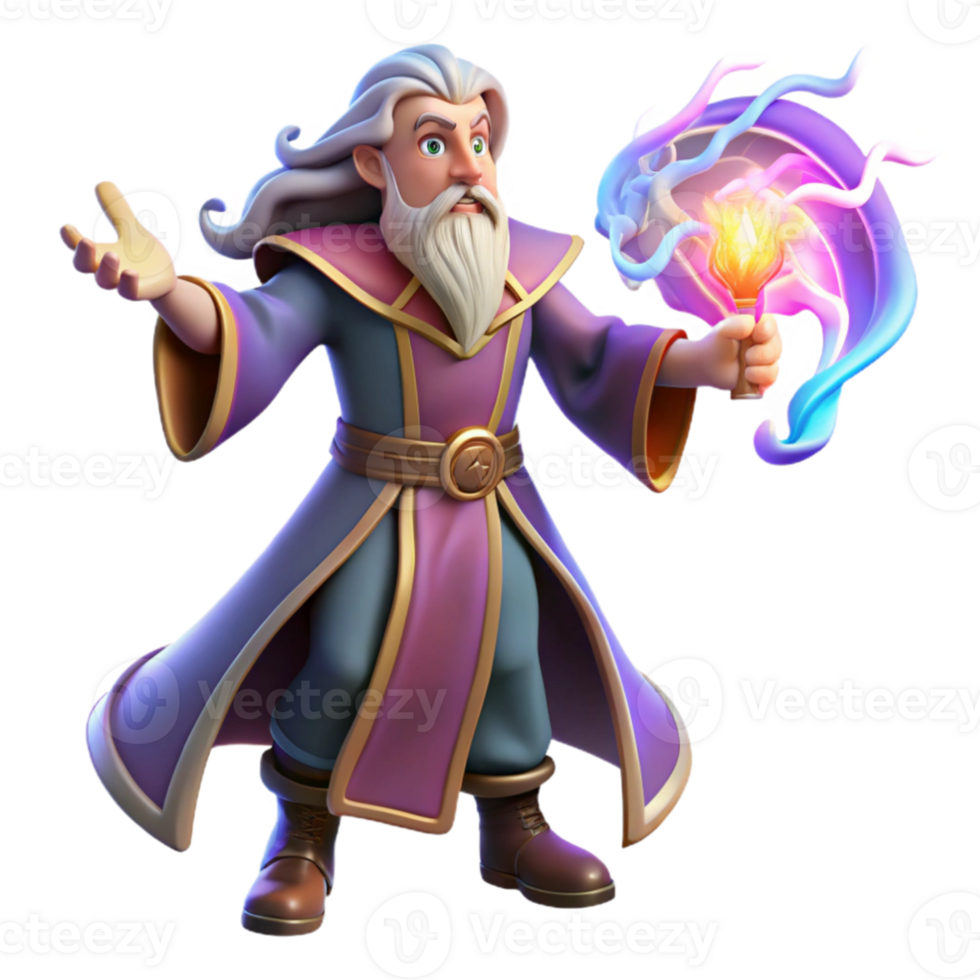 extraordinary minimalist wonderful traditional A powerful wizard casting a spell of swirling, multicolored energy, lightning illuminating his face, Greg Rutkowski style, dynamic pose original detailed png