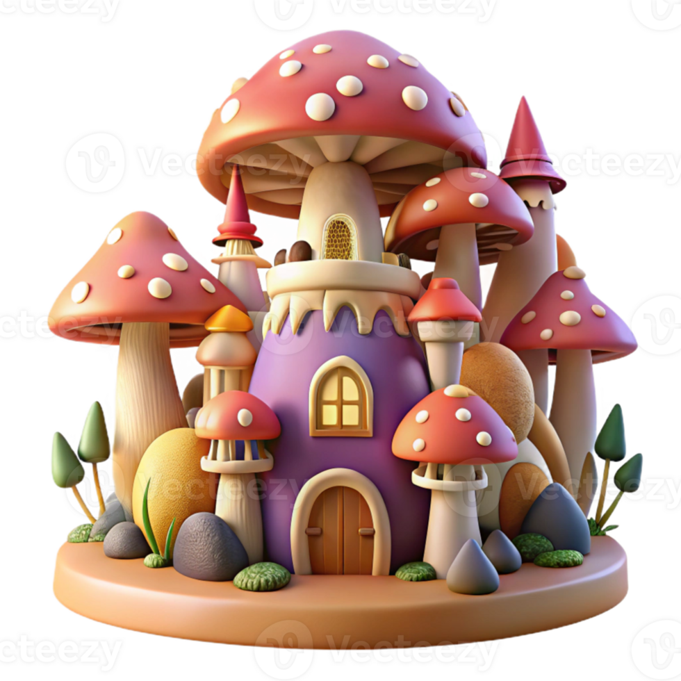 impressive traditional impressive creative A whimsical gnome city built into giant mushrooms, intricate details, warm, inviting lighting, fantasy art style professional genuine png