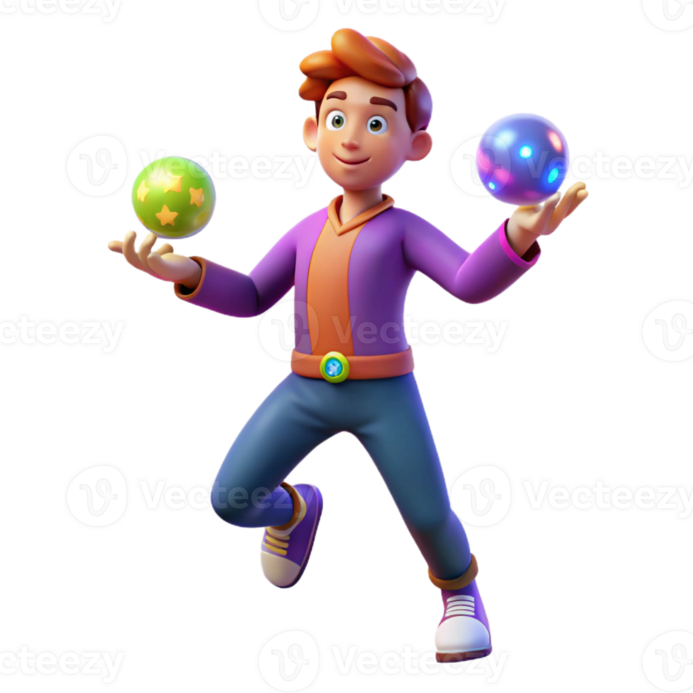 wonderful abstract impressive minimalist A mischievous imp juggling glowing orbs of arcane energy, dynamic pose, vibrant colors, cartoon style detailed premium png